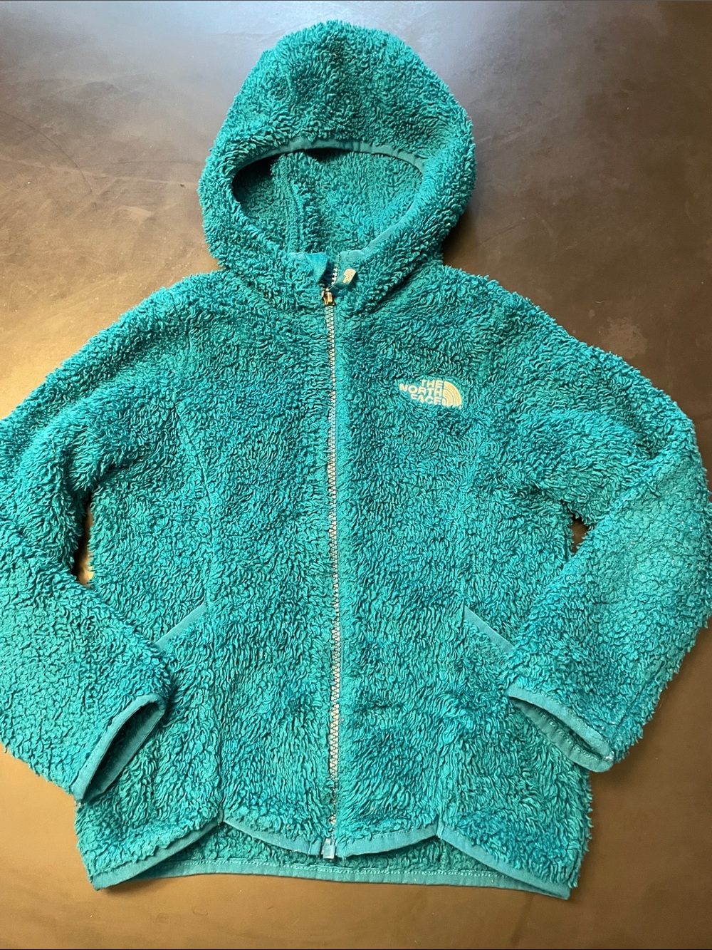 The North Face Teal Fuzzy Hoodie - Kids' Cozy Full-Zip Jacket size 5